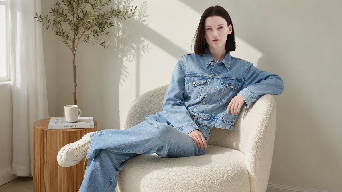Women's Light Blue Cropped Denim Jacket